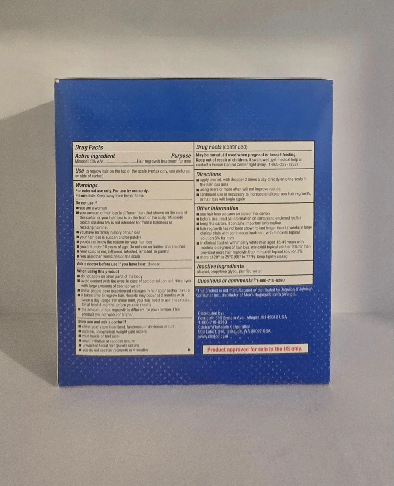 Kirkland Minoxidil 5% Extra Strength Men Hair Regrowth Treatment (Exp. 2029)