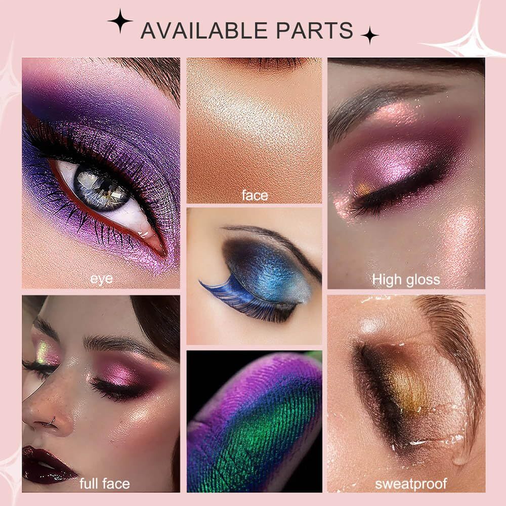 evpct Green Teal Shimmery Eyeshadow Palette, Teal Glitter Loose High Pigment