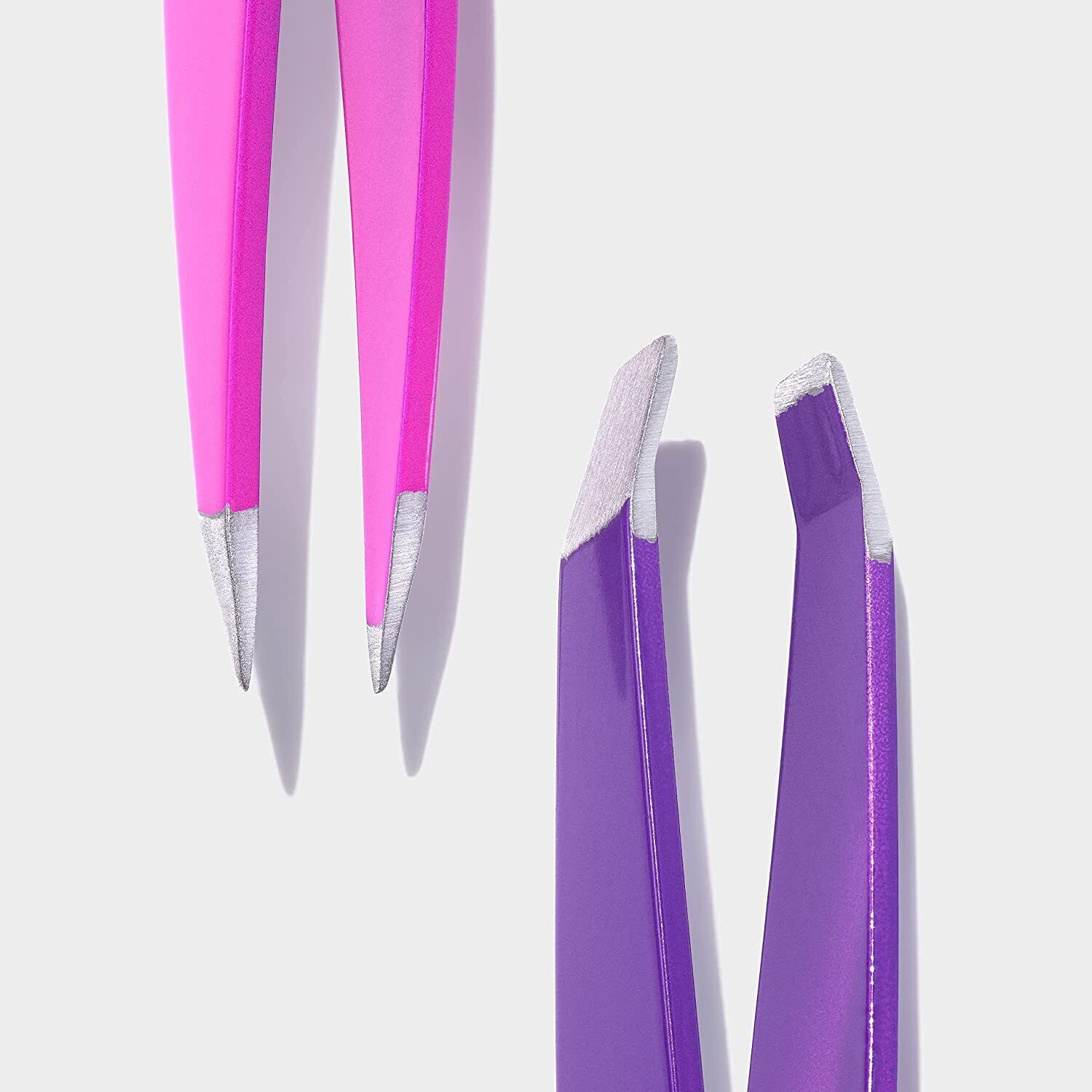 Revlon Mini Tweezer Set To Go, Slant and Point Tip Tweezers, Made with Stainless