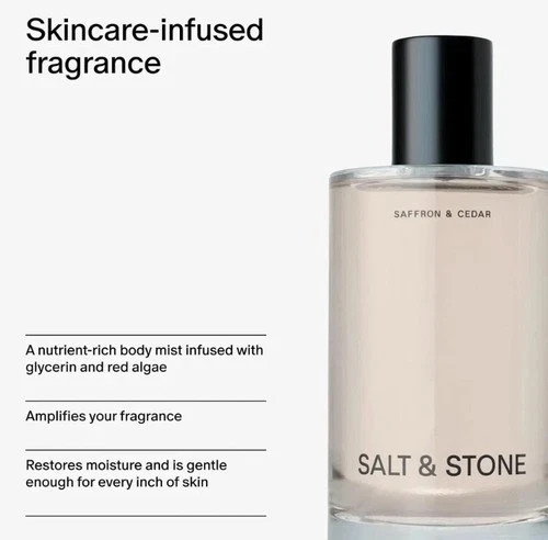 Salt & Stone Body Mist, Saffron & Cedar Scent, for Women and Men 3.4 fl oz