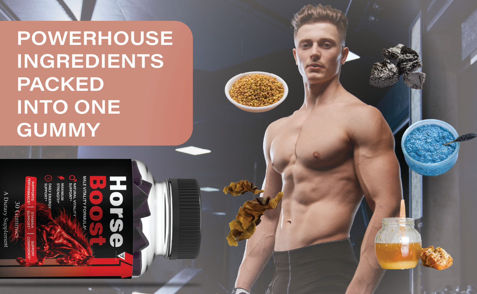 (3 Pack) Horse Boost Gummies, HorseBoost Male Performance (90 Gummies)