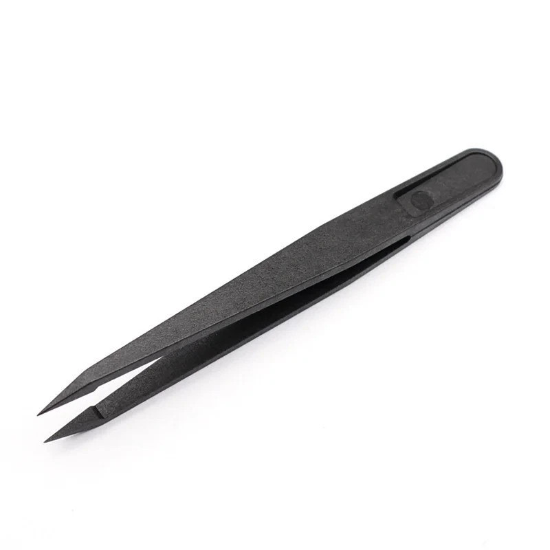 New Arrival 5Pcs/Set Portable Black Straight Bend Anti-Static Plastic Tweezer He