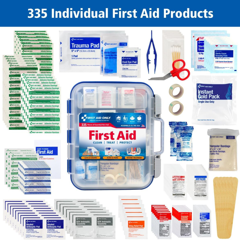 First Aid Only 335 Piece First Aid Kit, OSHA Compliant, All-Purpose 100-Person