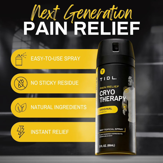 (2 pack) TIDL Cryotherapy Menthol Topical Pain Relief Spray, 3 fl oz