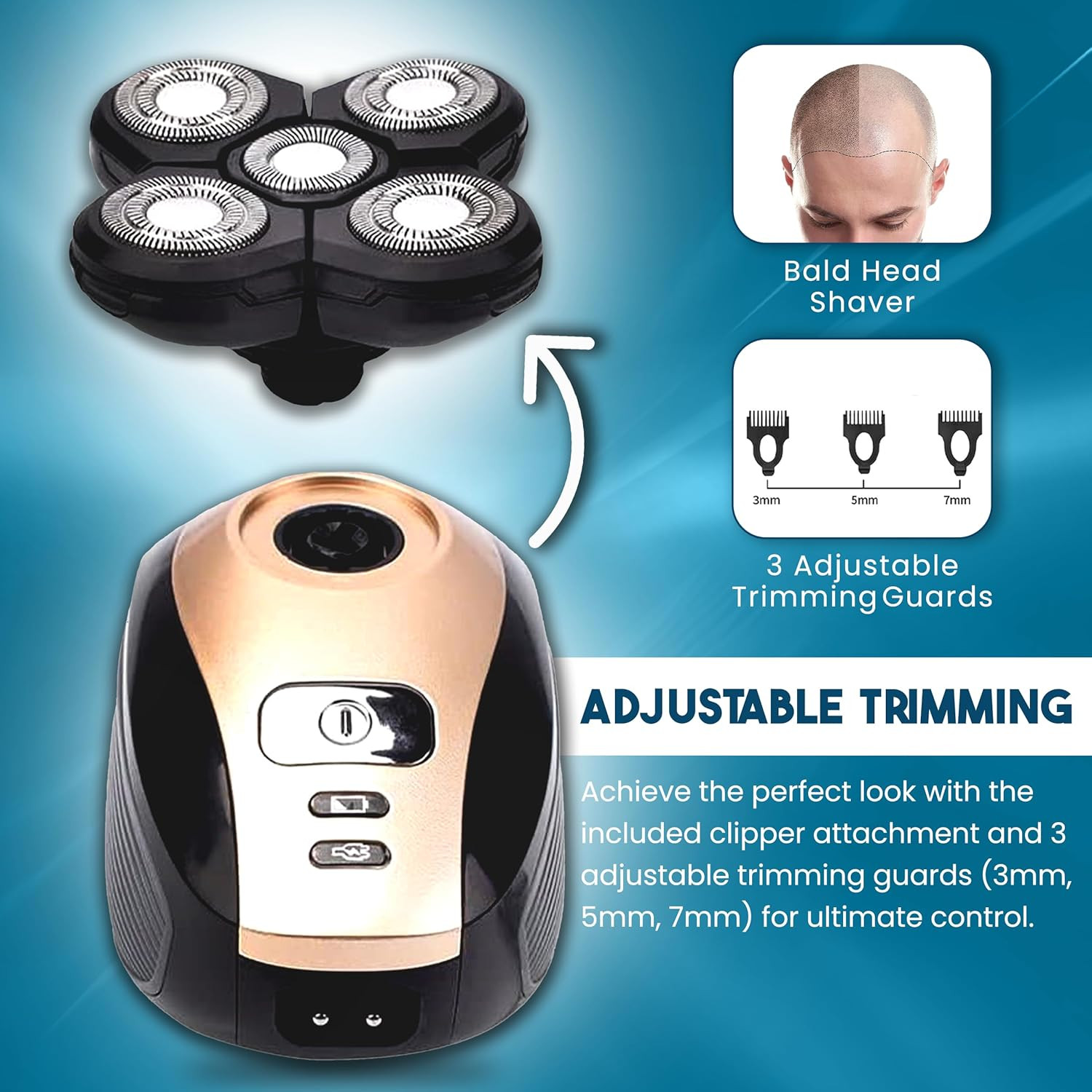 5-in-1 Rotary Electric Shaver 4D Rechargeable Bald Head Hair Beard Trimmer Razor