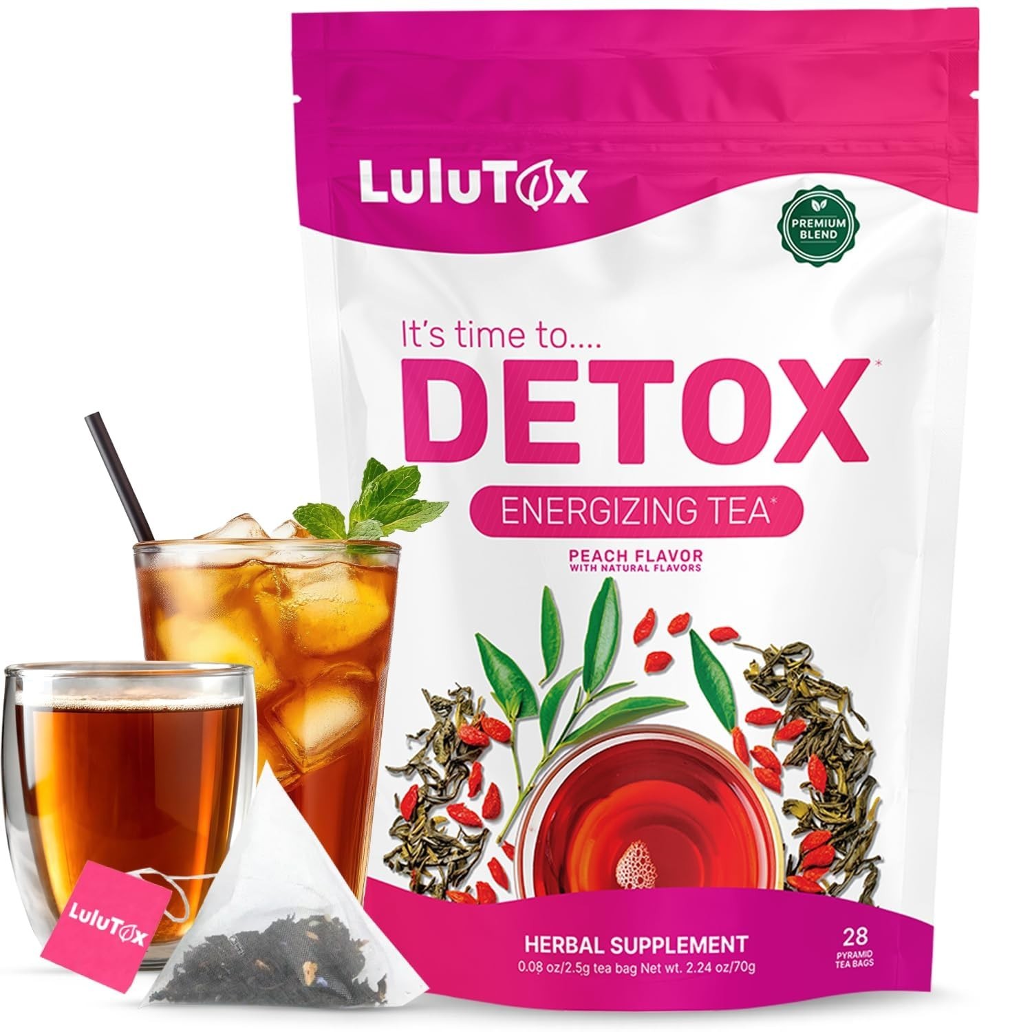 LULUTOX Detox Tea – Herbal Blend with Dandelion, Ginseng, and Ginger – Supports