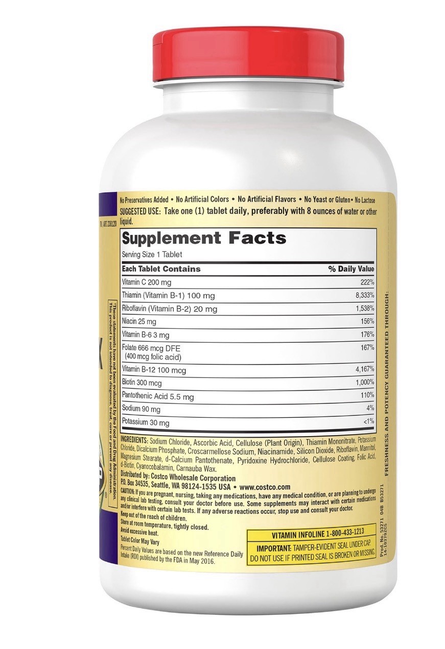 Kirkland Signature Super B-Complex with Electrolytes, 500 Tablets