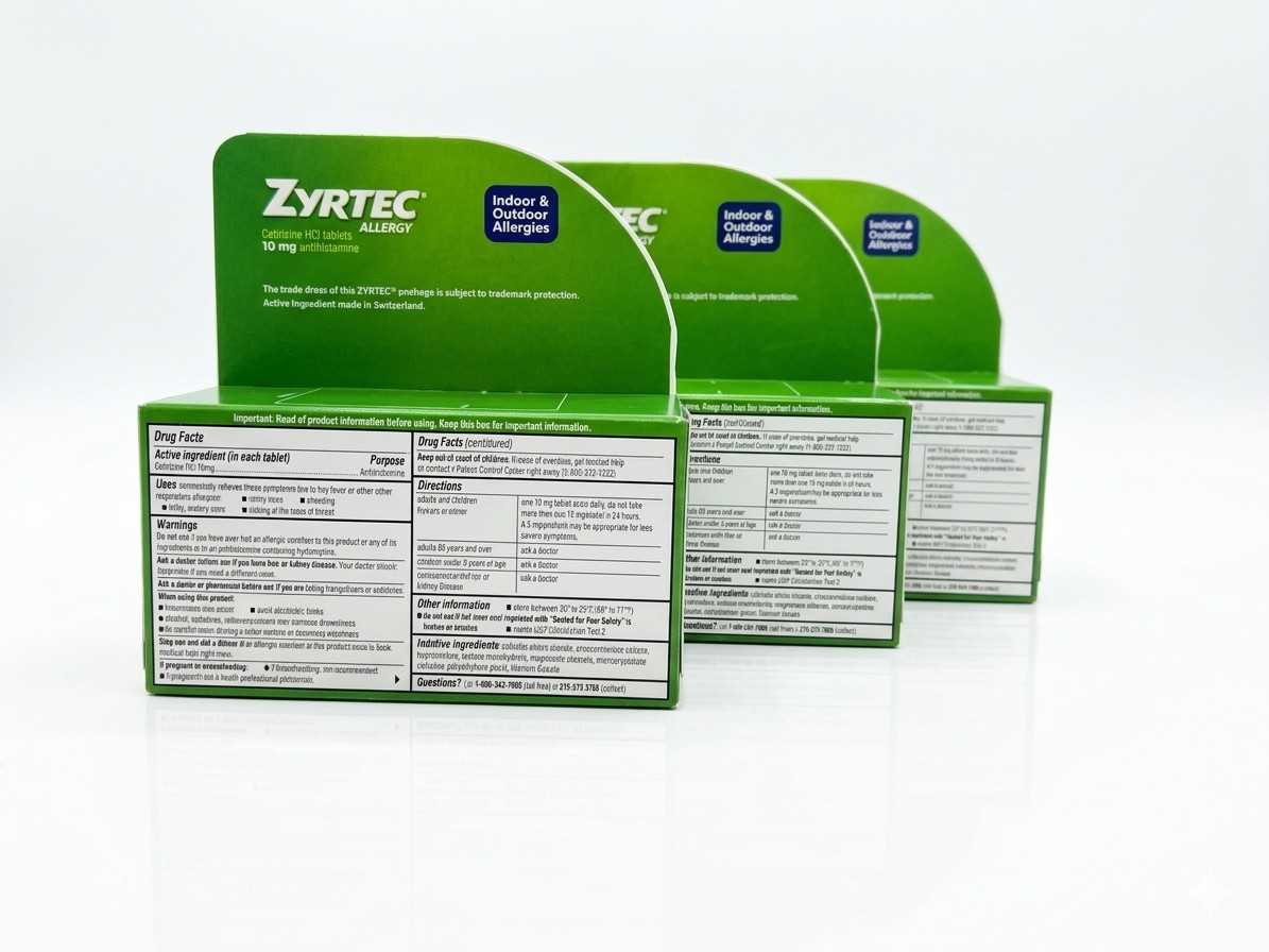 Zyrtec 24-Hour Allergy Relief Tablets 10mg Cetirizine 60 Count Pack of 3 (180ct)