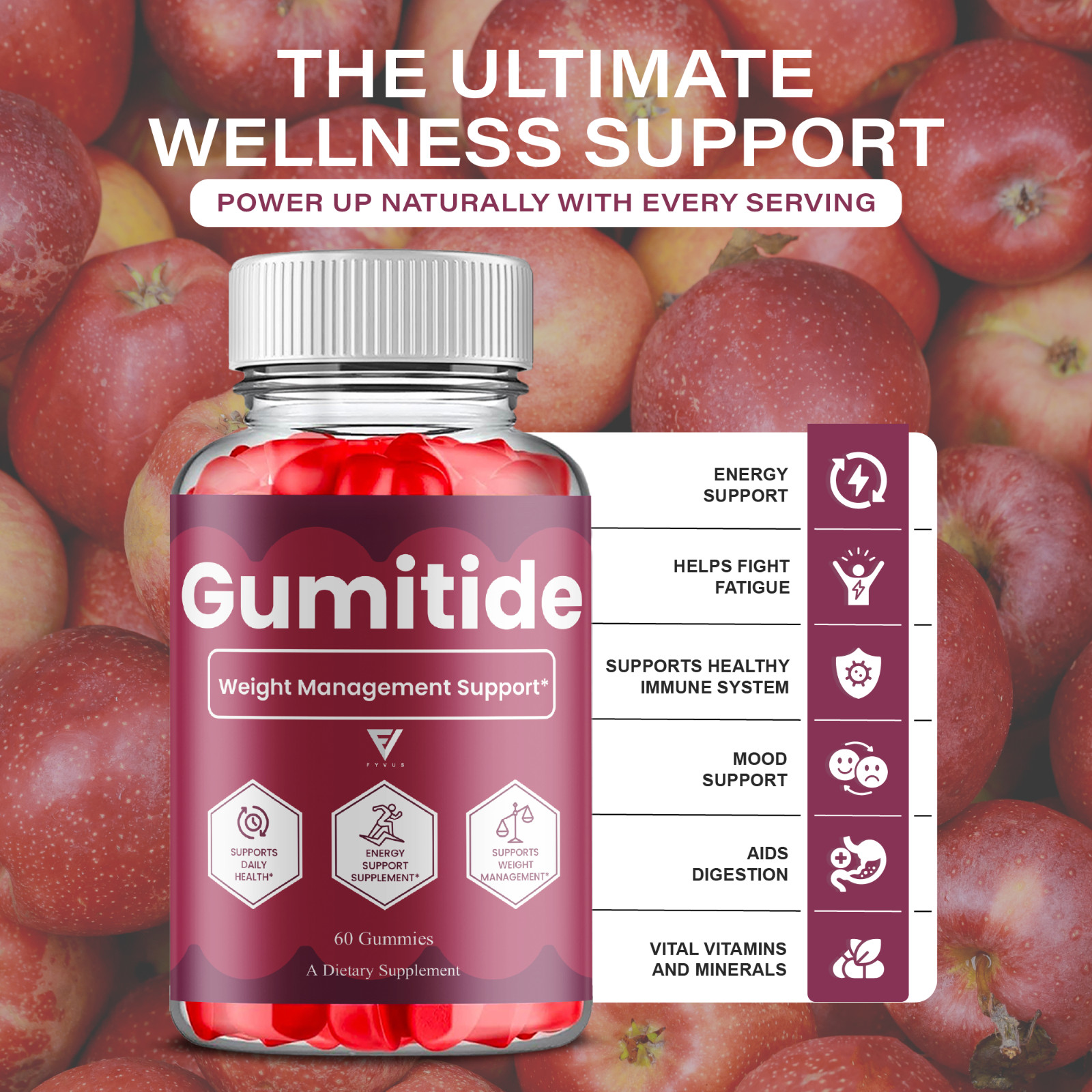 (3 Pack) Gumitide Weight Management Gummies, Gumitide Supplement (180 Gummies)