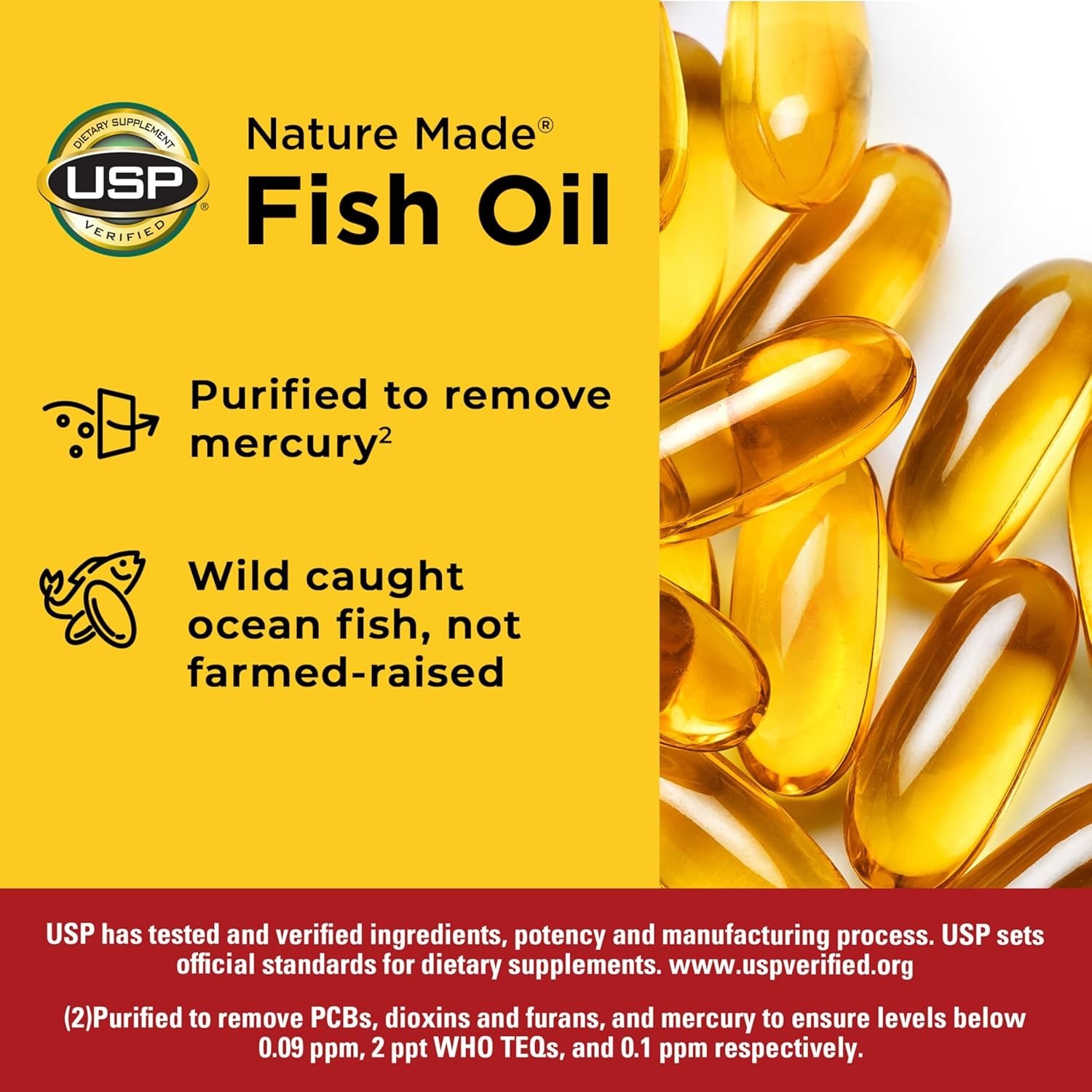 Purified Fish Oil Omega 3 Softgels – Heart Support, 75-Day Supply