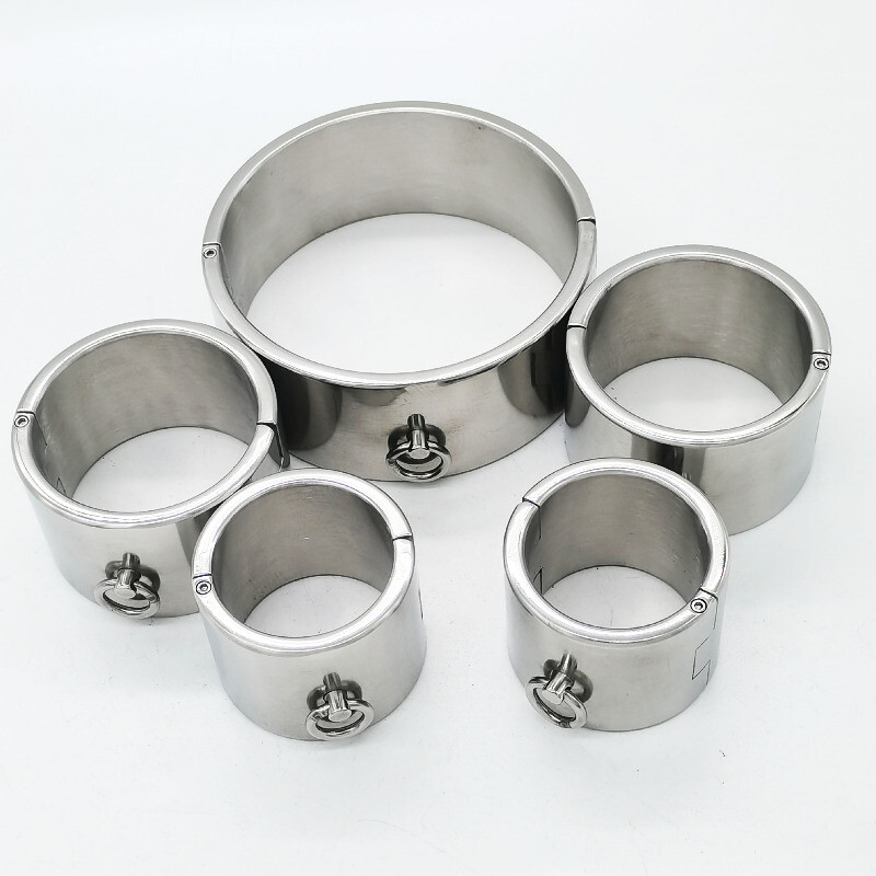 Stainless Steel 6cm High Handcuffs Ankle Shackles Neck Collar Round/oval Shape