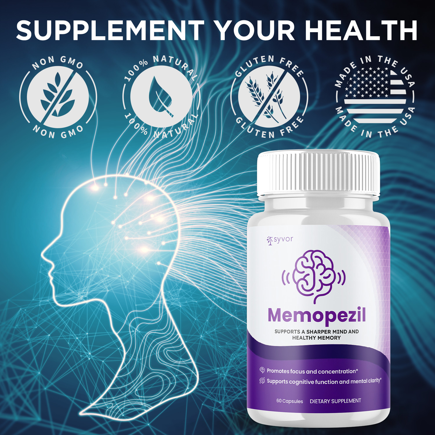 (2 Pack) Memopezil Nootropic All Natural Brain Supplement Memo Pezil 120 Capsule