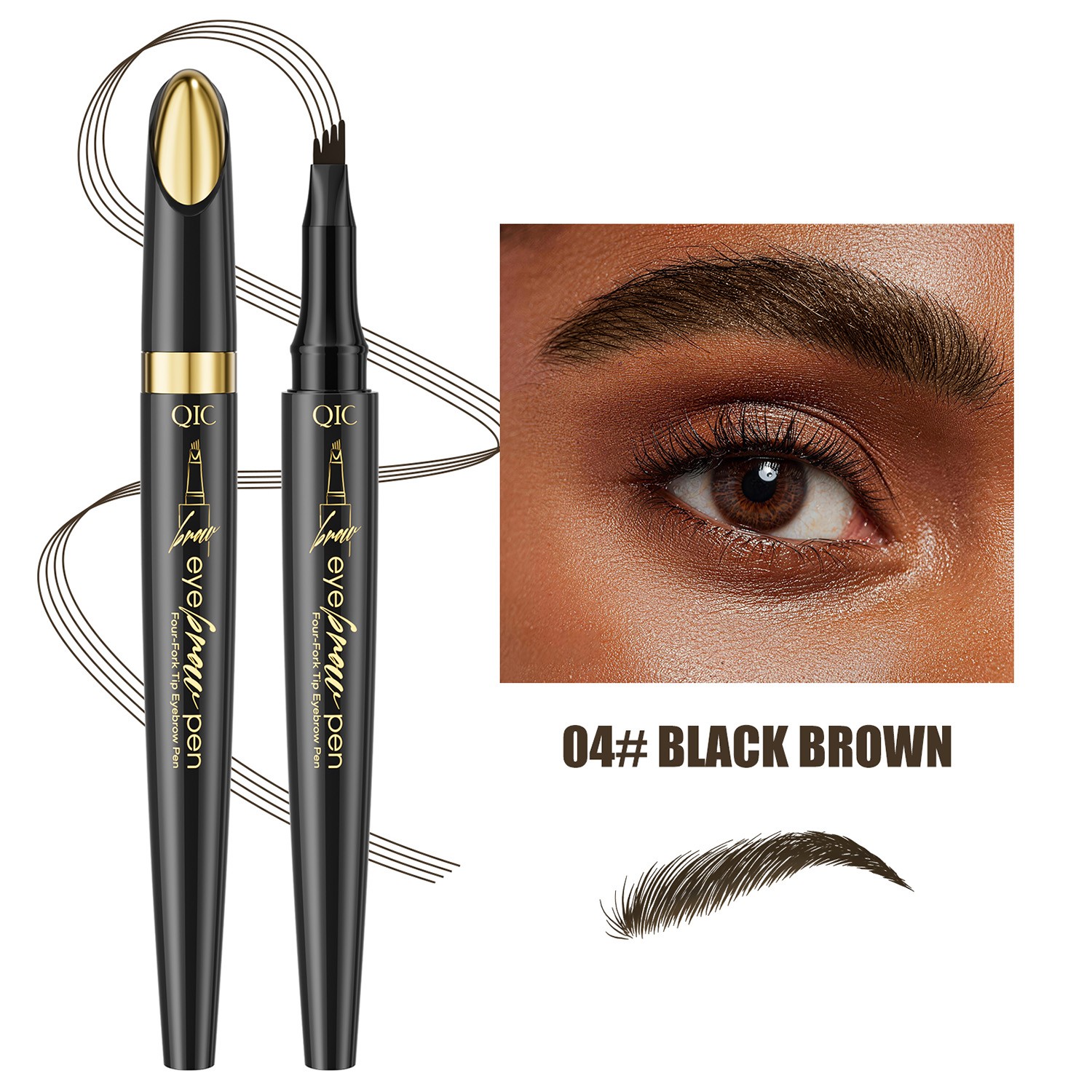 4-Prong Waterproof Eyebrow Pencil – Easy to Apply, Long-Lasting & Smudge-Proof