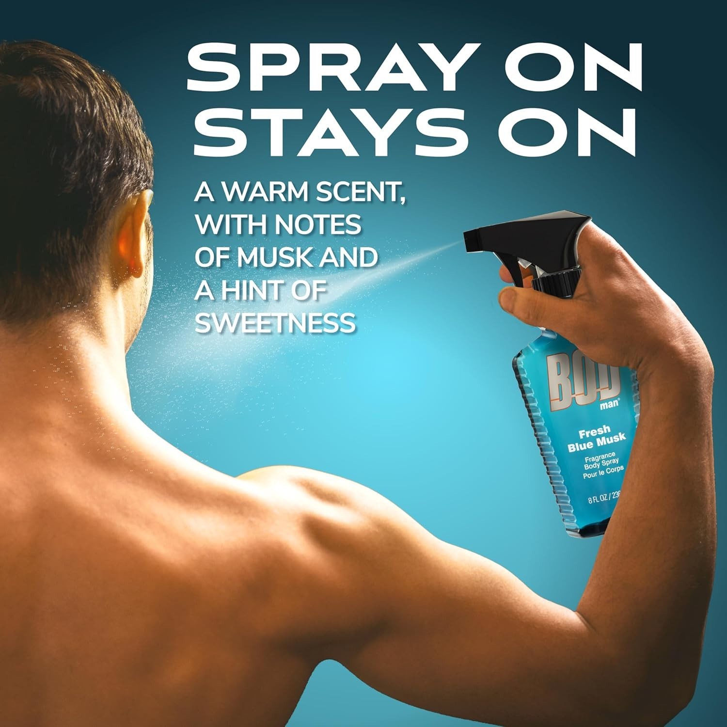 BOD man Fragrance Body Spray, Fresh Blue Musk, 8 fl oz Each (3 Pack)