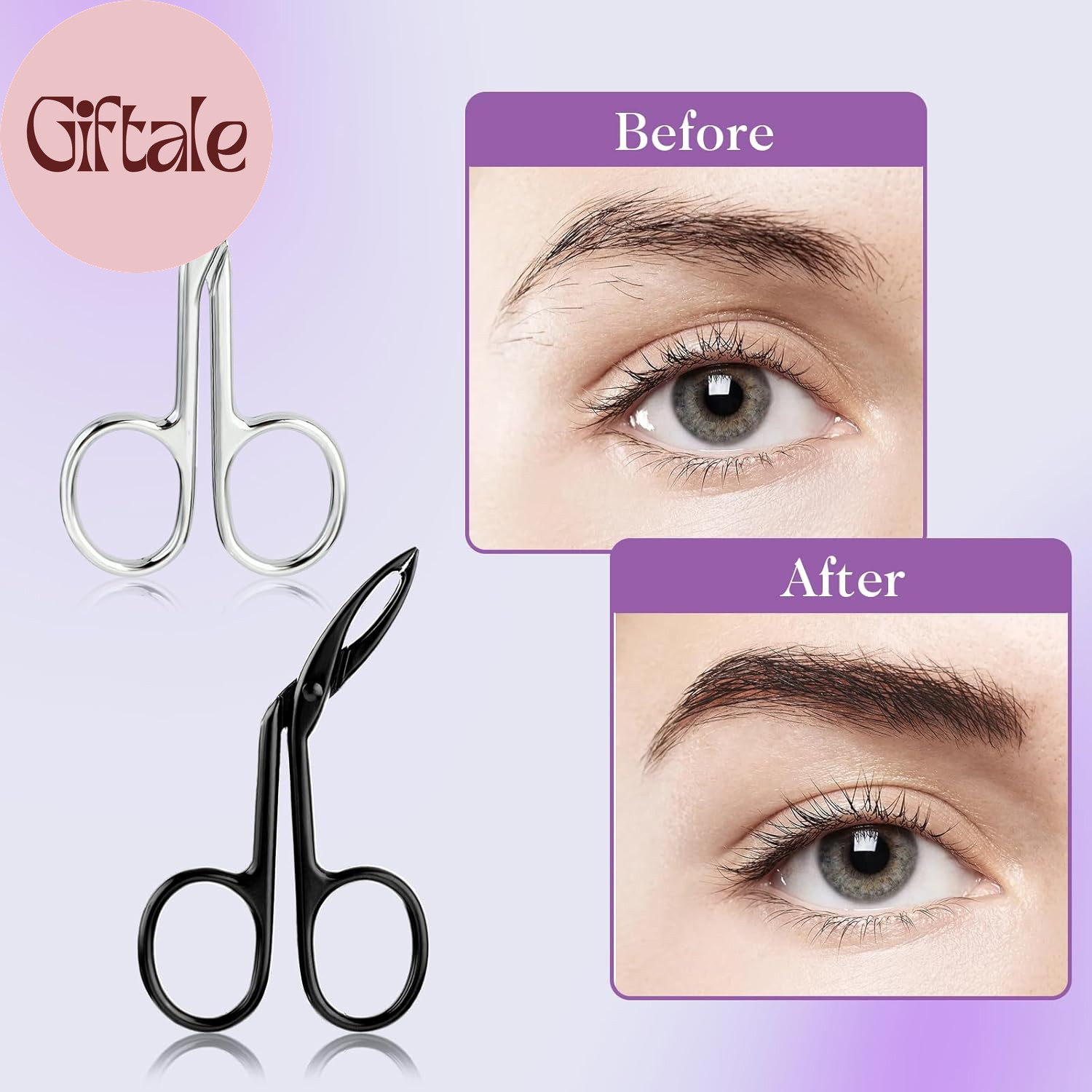 4 Pieces Eyebrow Tweezers Scissor Handle Set Flat Straight Tip Hair Plucker and