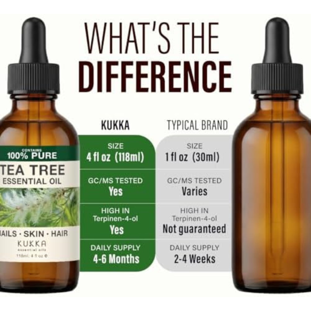 100% Pure & Natural Tea Tree Oil for Skin, Hair, Toenails, Aromatherapy, & Soap