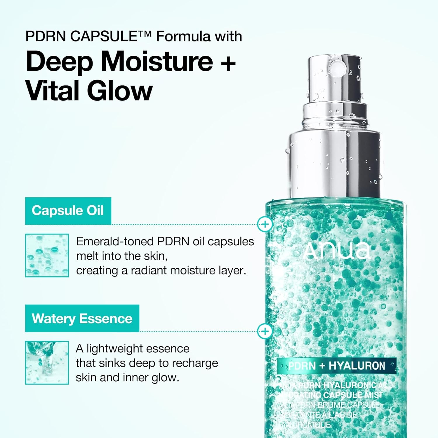Anua PDRN Collagen Glow Facial Serum Spray, Hydrating Face Mist, Hyaluronic