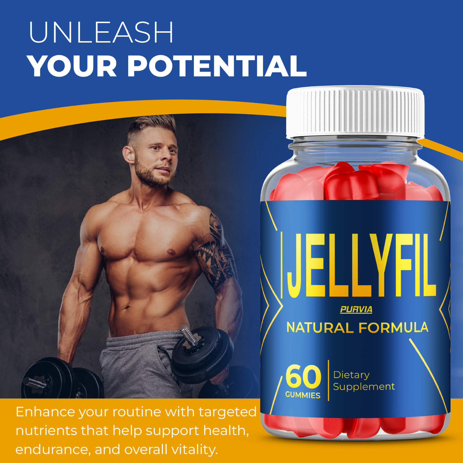 (2 Pack) Jellyfil Gummies For Men Jelly Fil Male Premium Supplements (120 ct)