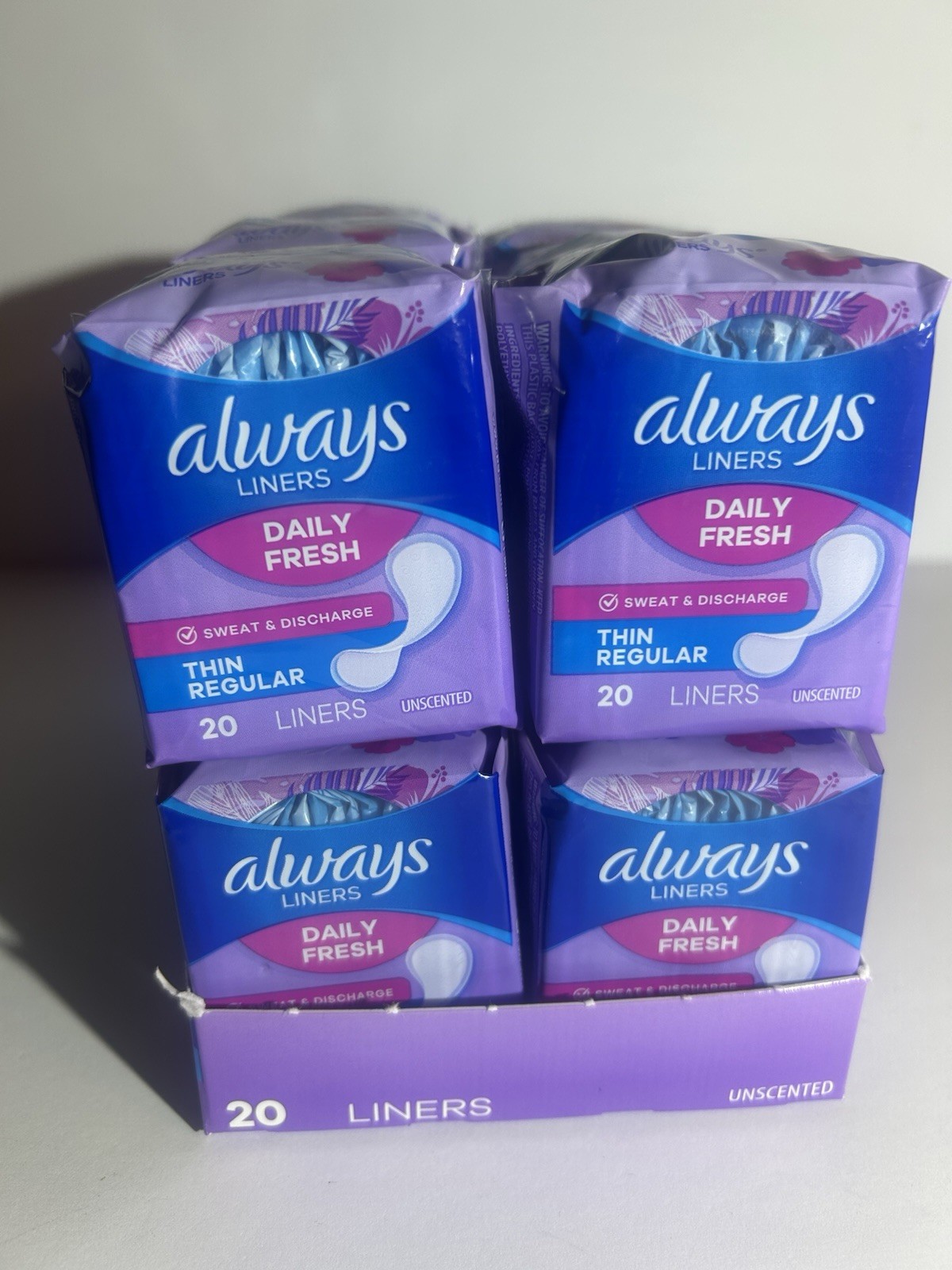 Always Daily Fresh Thin Regular Liners, a 20-count package (12 Pack)