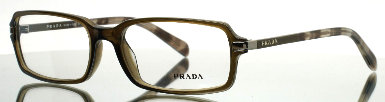 PRADA VPR04N-A 0AQ-1O1 Olive Mens Rectangle Full Rim Eyeglasses 55-17-140 B:32