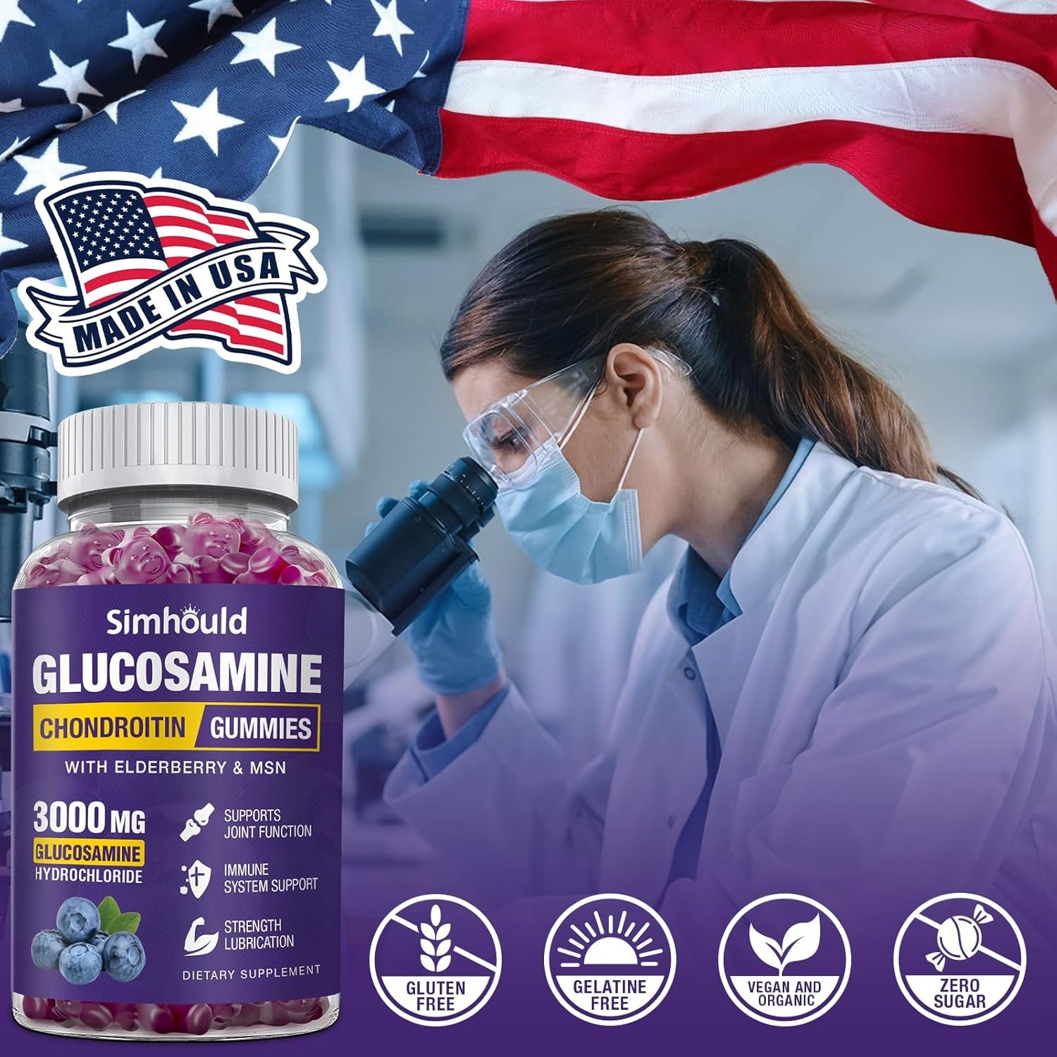 3 Packs Glucosamine Chondroitin Gummies – 3000MG Extra 60 Count (Pack of 3)