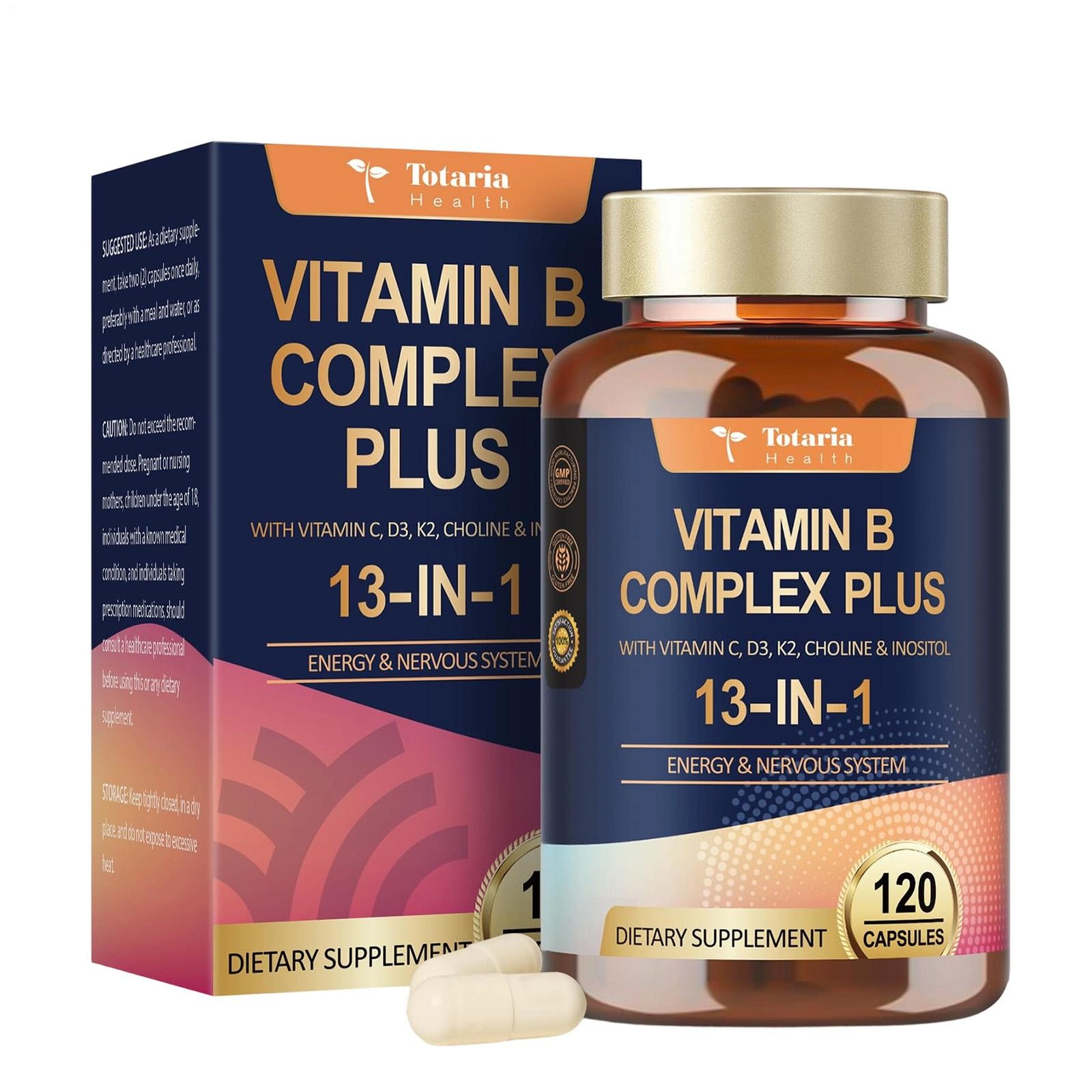 13-In-1 Vitamin B Complex Plus With Vitamin B1, B2, B3 (Niacinamide), B4, B5, B6