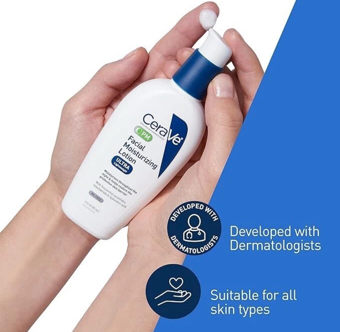 2 pack CeraVe PM Facial Moisturizing Lotion, Night Cream Oil-Free 3 Ounce