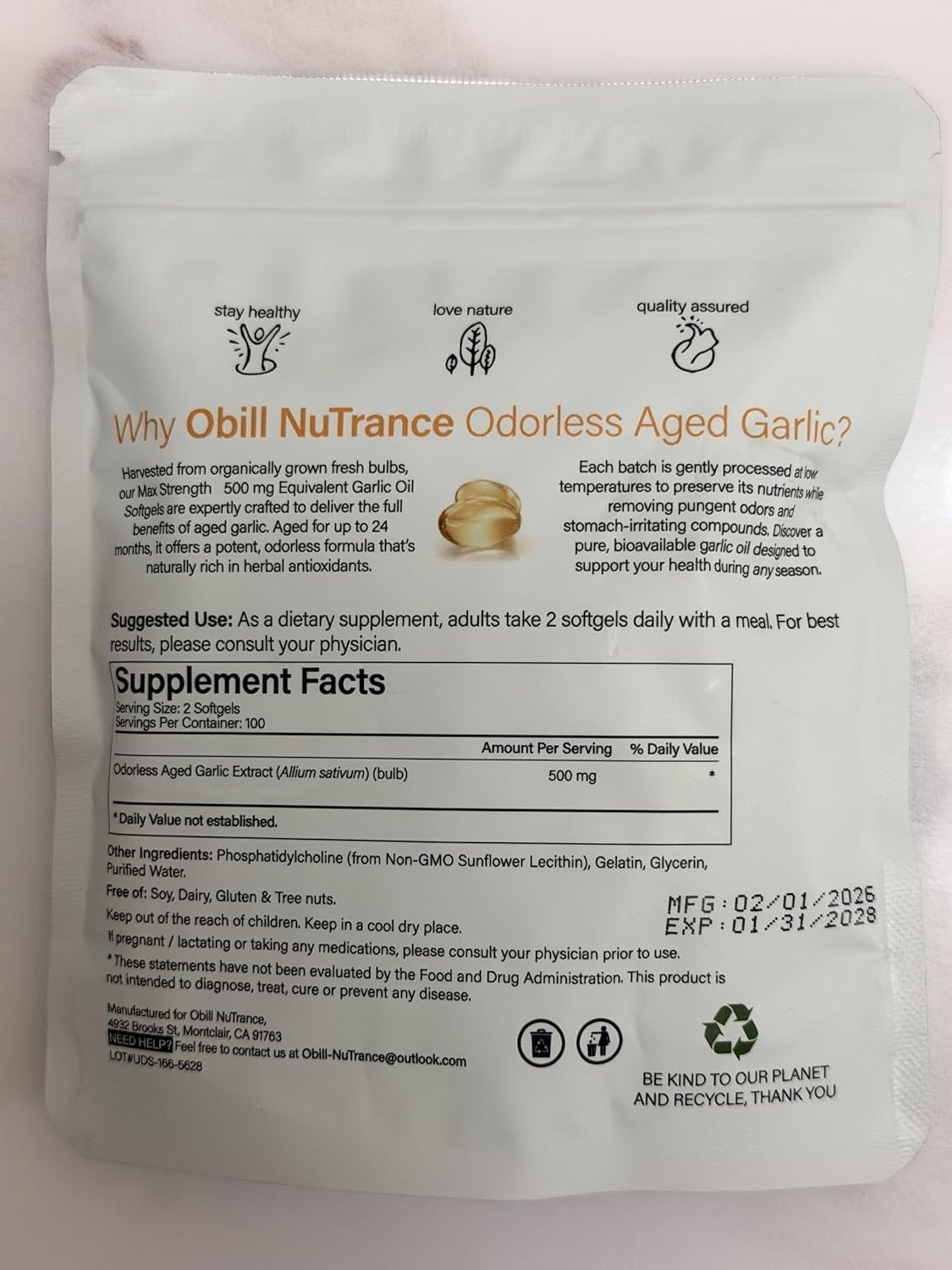 Aged Garlic Extract, 7500Mg Odorless Organic Garlic Supplements, 2 Years Aged Ga