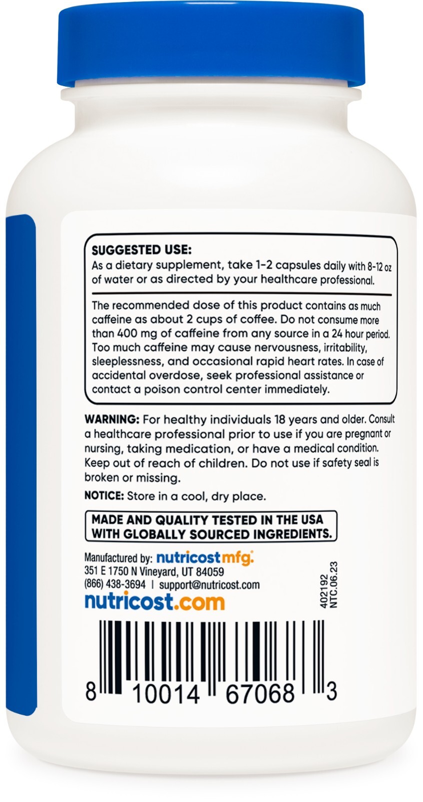 Nutricost Guarana Natural Caffeine Capsules 1000mg Per Serving (150 Capsules)
