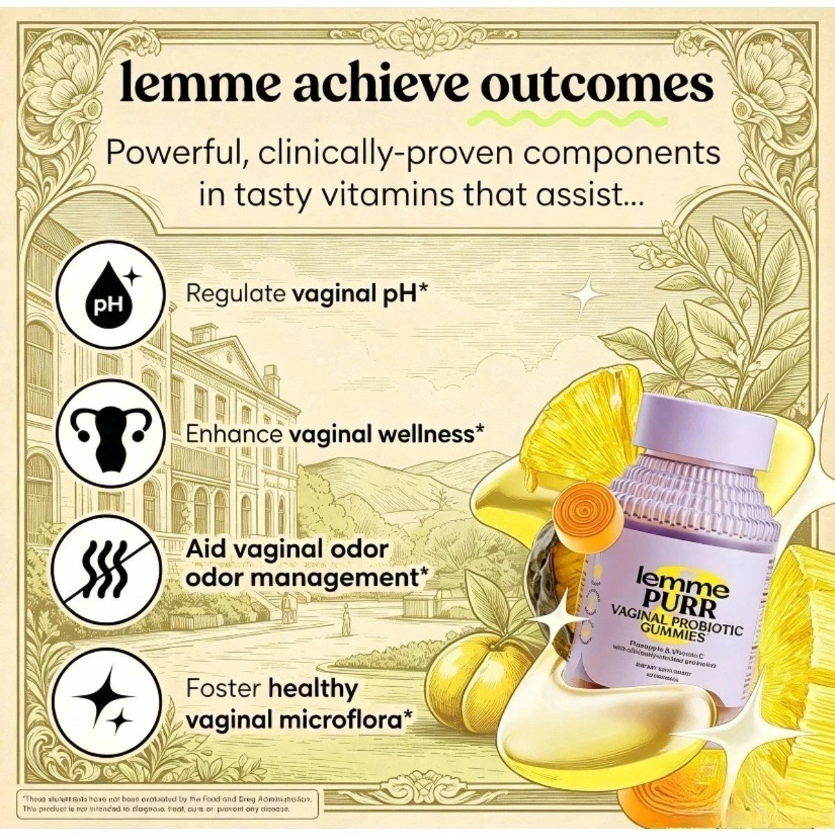Lemme Purr Vaginal Probiotic Gummies,Balanced pH&Healthy Odor Support for Women