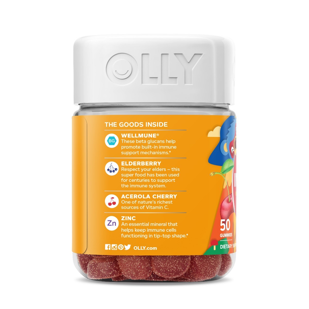 OLLY Kids Immunity Elderberry Gummies – Cherry Berry – 50ct