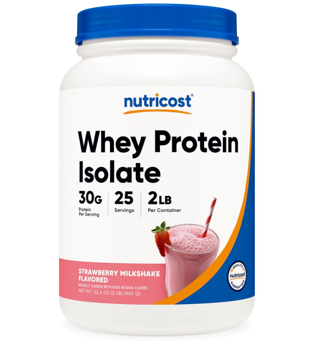 Nutricost Whey Protein Isolate, Strawberry Milkshake, 2 lb