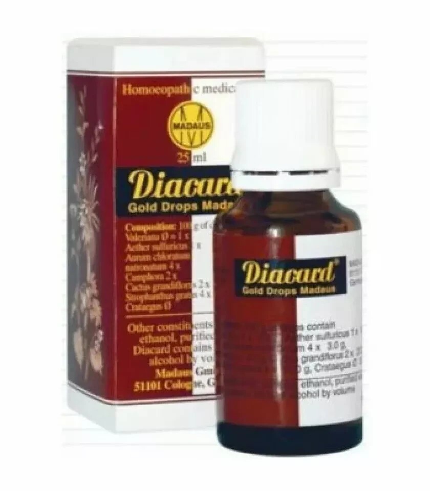 5 x ADEL GERMANY Diacard Gold Drops Madaus 25 ML HOMEOPATHIC