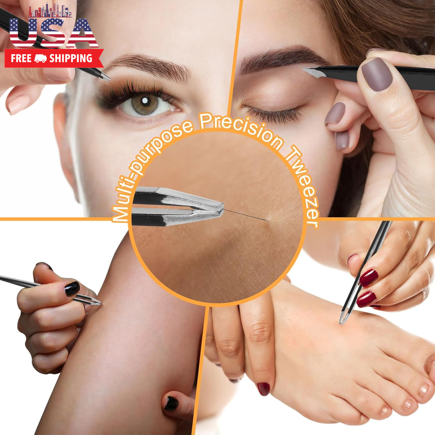 Tweezers Set,9 Pcs Professional Stainless Steel Tweezer Kit-Great Precision Eyeb