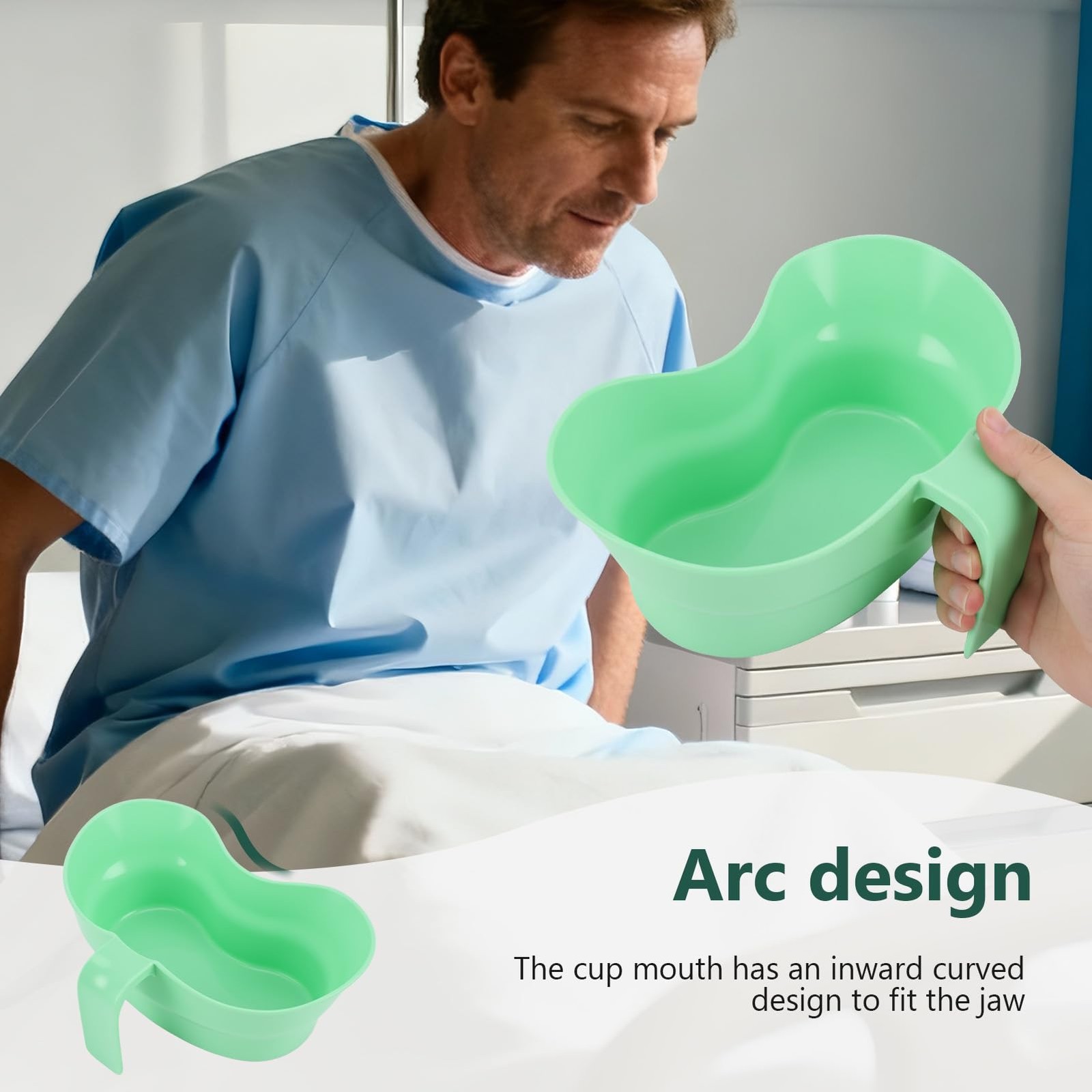 Emesis Basin with Wide Mouth & Handle – Bed Mouthwash As picture show, Green