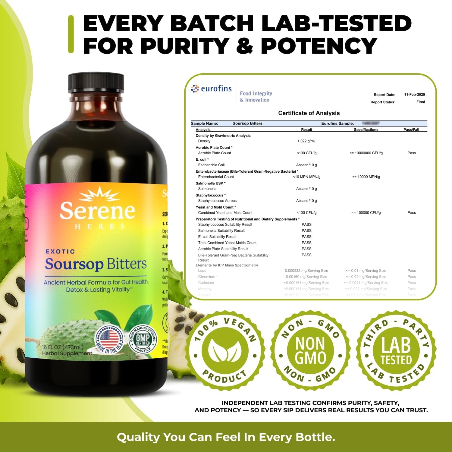 Herbs Soursop Bitters Liquid with Soursop Leaves for Gut Cleanse, Detox &