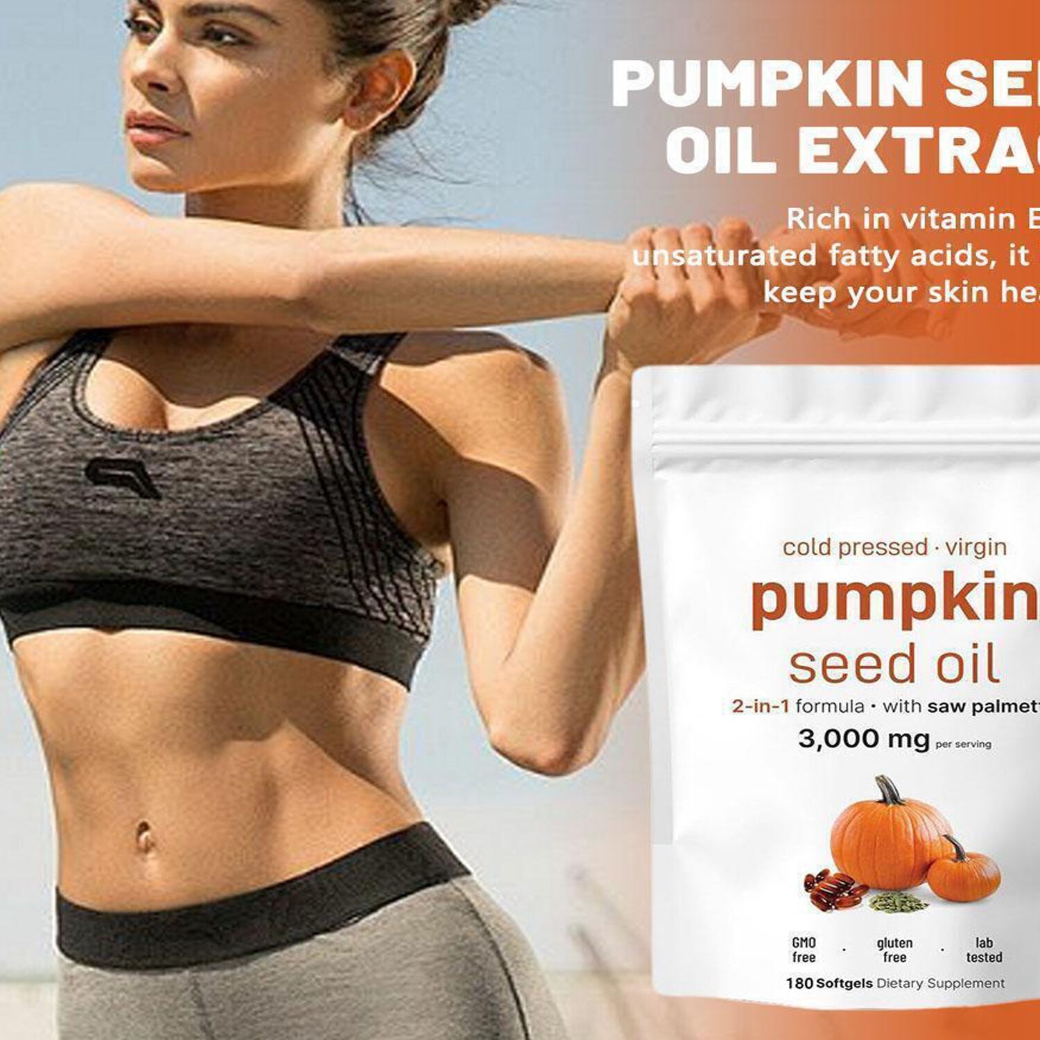 1Pack Pumpkin Seed Oil with Saw Palmetto 180Softgels | 3000 mg Herbal Supplement