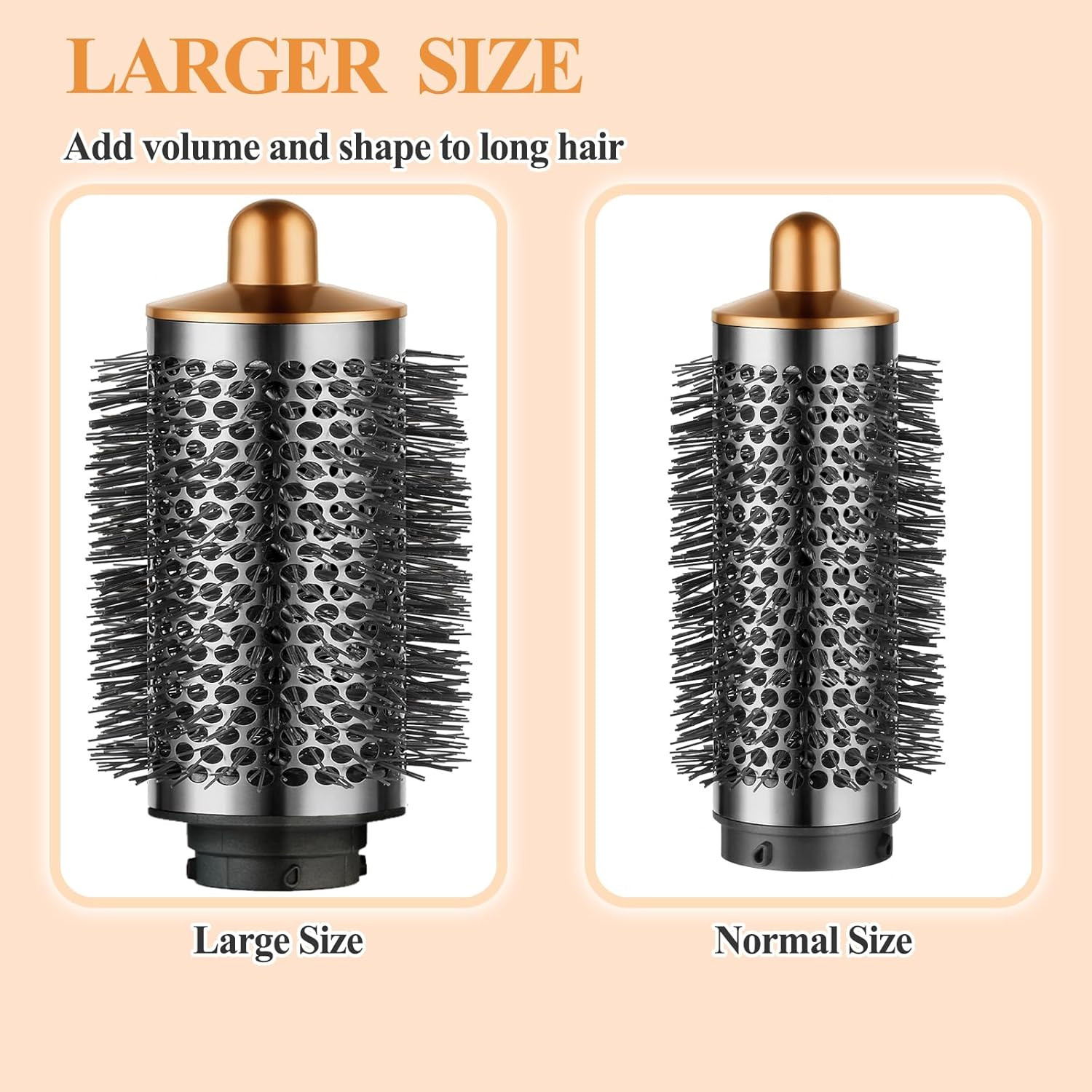 Large round Volumizing Brush for Dyson Airwrap Attachments, Nickel/Copper, Bigge