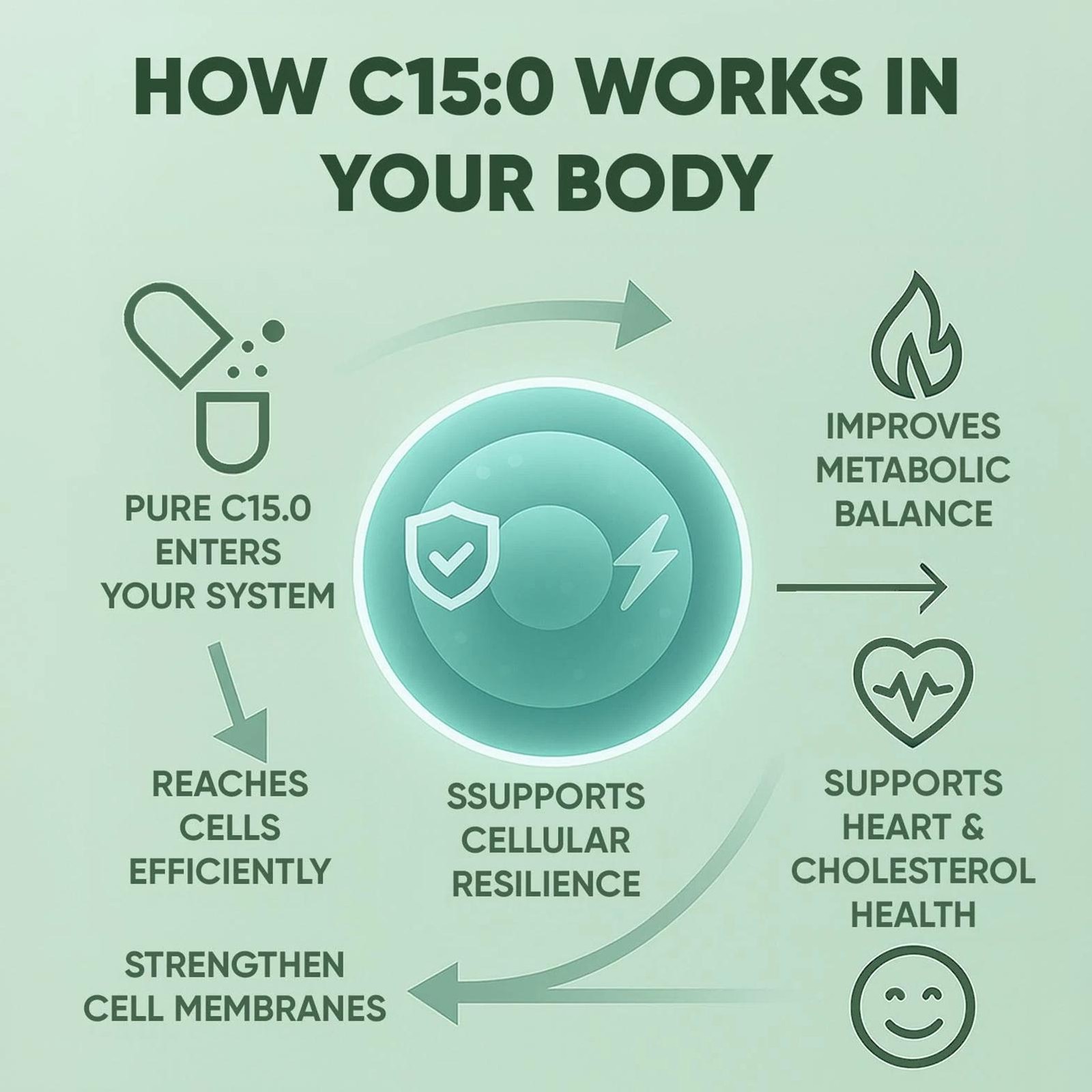 C15:0 Fatty Acid Supplement, 90 Pentadecanoic Acid Capsules, Pure Plant-Based Es
