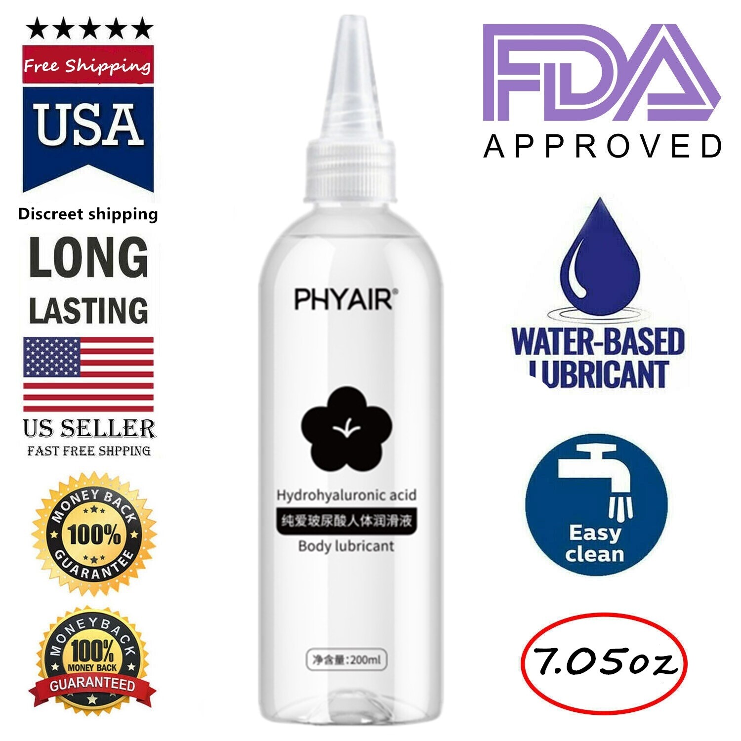 Lube Personal Sex Lubricant Water-Based Long Lasting Easy Clean Women Men Adult