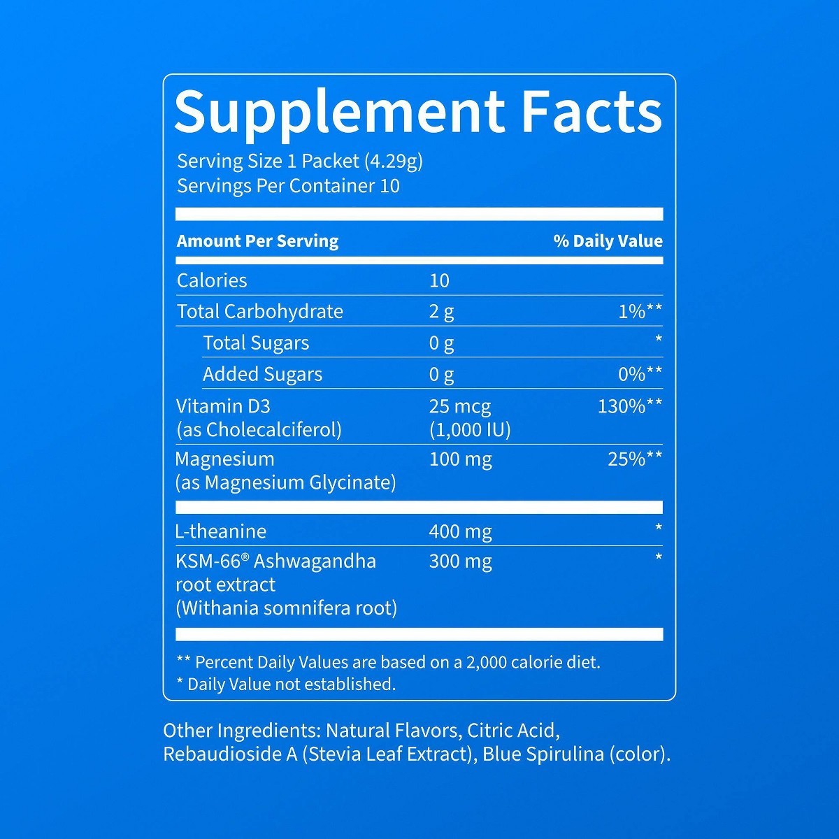 Nello Supercalm Calming Drink Mix Supplement Powder – Blue Coconut – 10ct