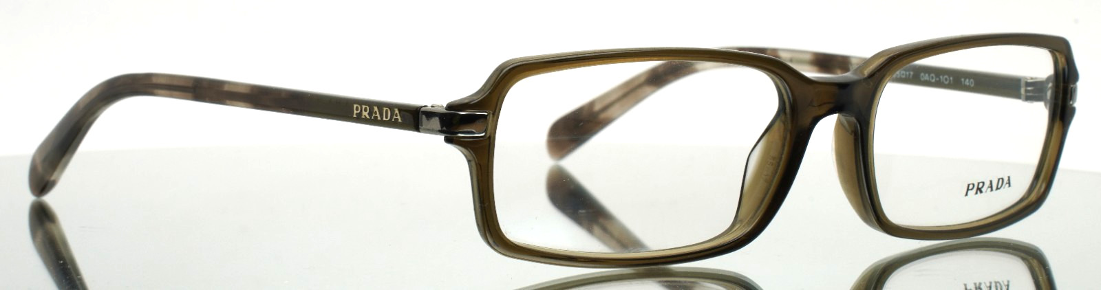 PRADA VPR04N-A 0AQ-1O1 Olive Mens Rectangle Full Rim Eyeglasses 55-17-140 B:32