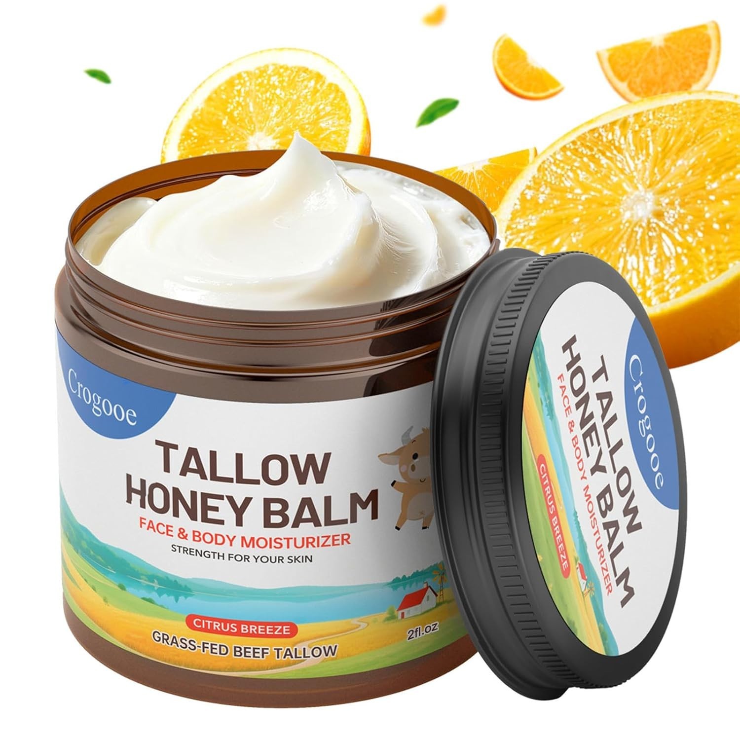 Whipped Beef Tallow Balm Grass Fed Honey Moisturizer Face Body 2oz