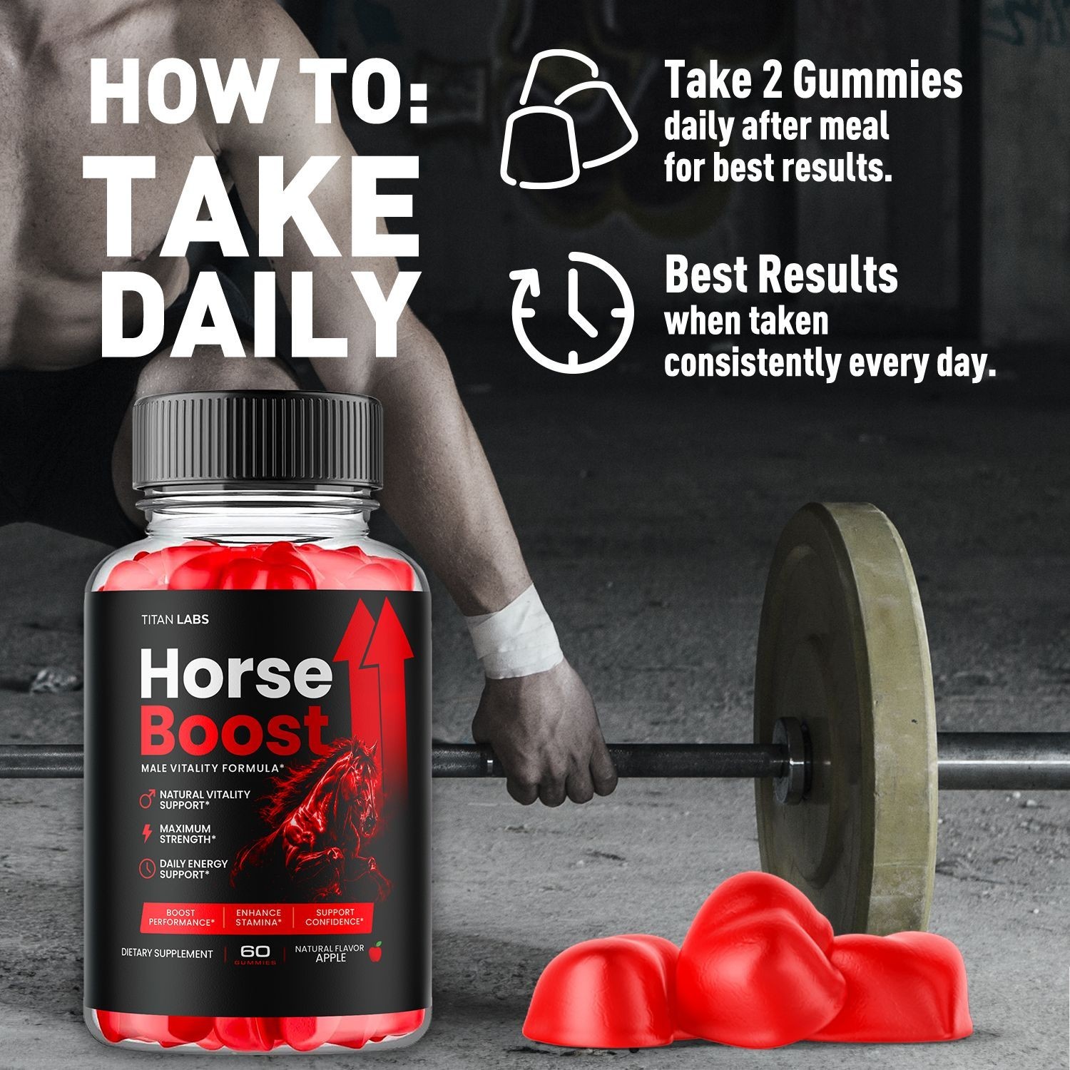 (5 Pack) Horse Boost ACV Gums Male Health Support Formula HorseBoost 300 Gummies