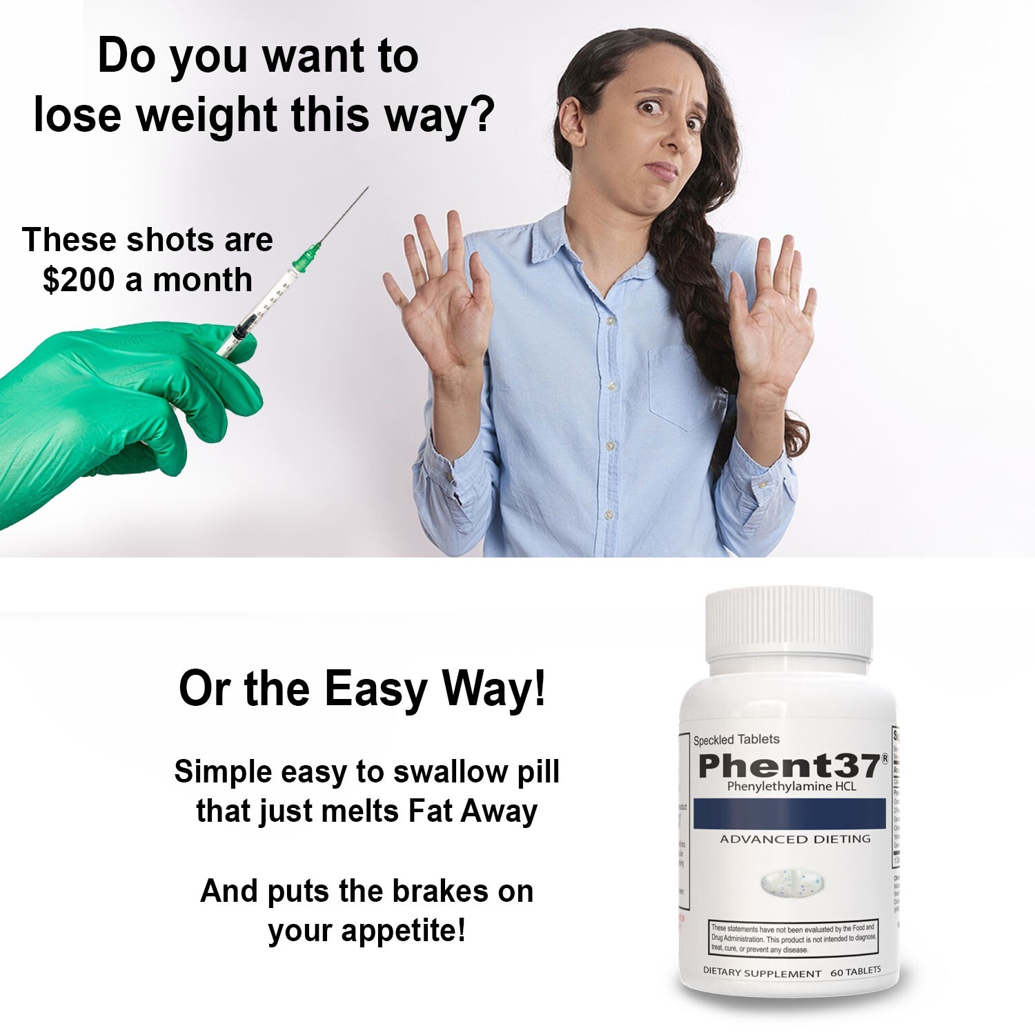 1 Bottle – Phent37 – Diet Pills Fat Burner, Weight Loss Formula