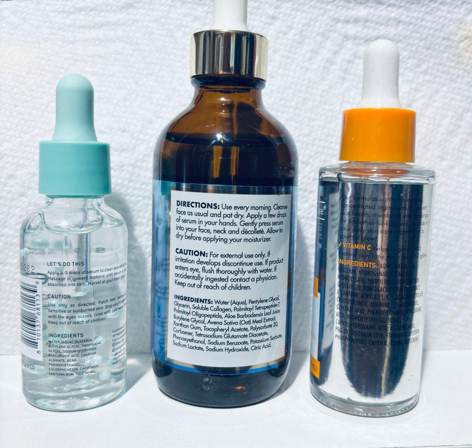 3pc Skincare Routine Set Collagen Peptides, Vitamin C & Hydrating Serum Anti-Agi