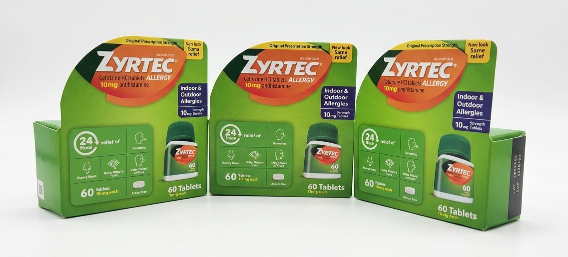 Zyrtec 24-Hour Allergy Relief Tablets 10mg Cetirizine 60 Count Pack of 3 (180ct)