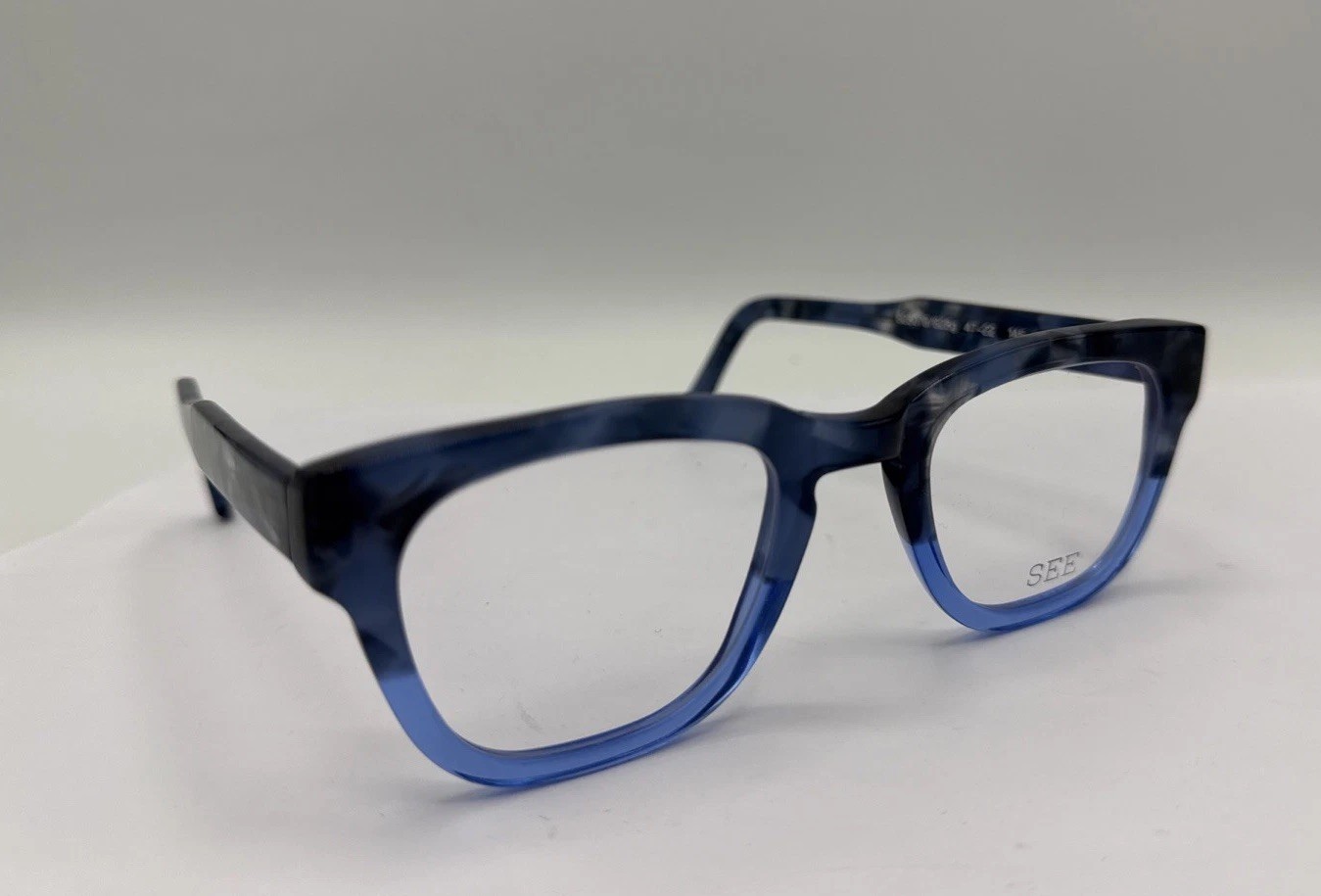 SEE Eyewear 1241 Blue Marbled Eyeglasses 47-22-145 Unisex NO BOX NEW !handmade