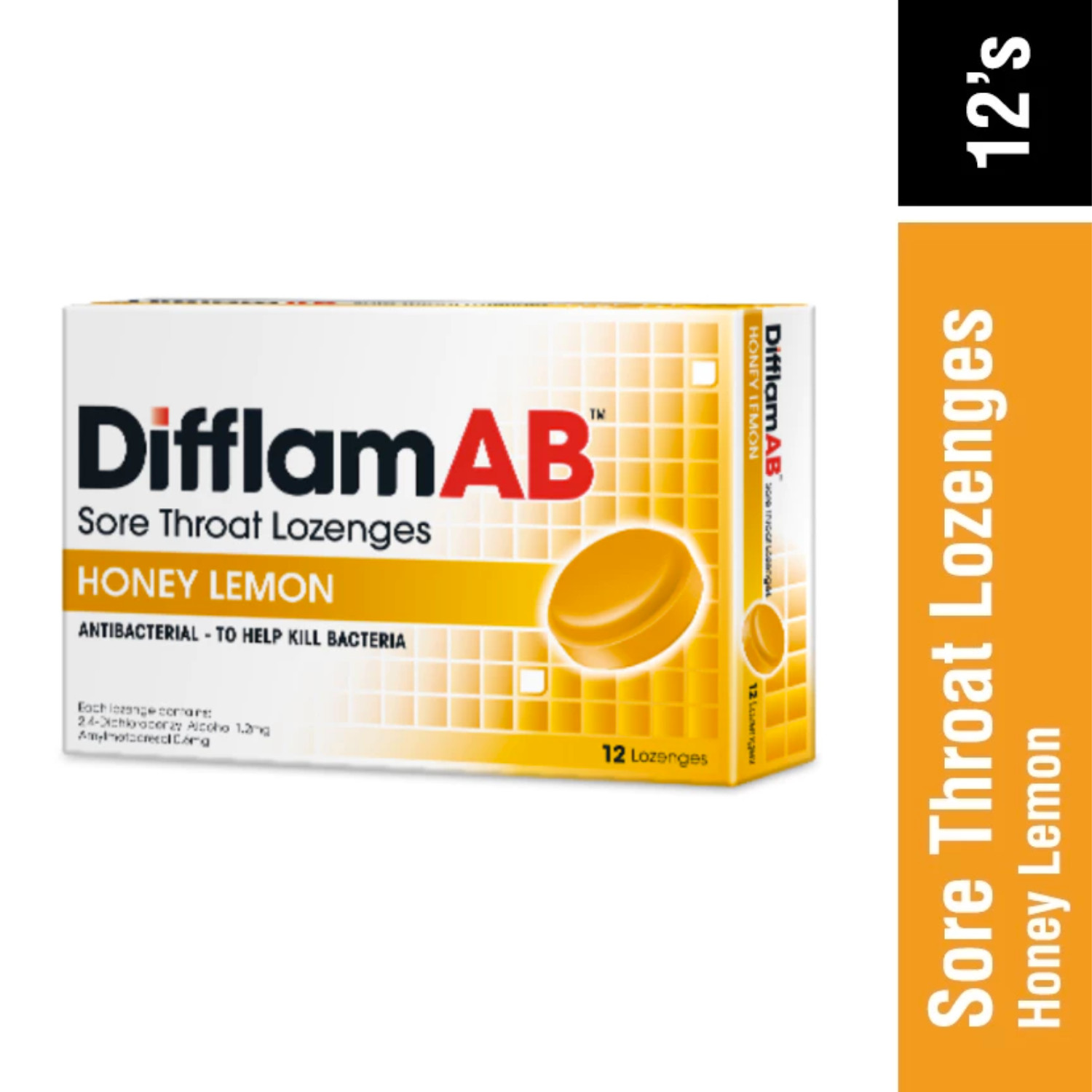 2 X Difflam AB 12’s Lozenges Honey & Lemon Flavour Soothes Relieve Sore Throat