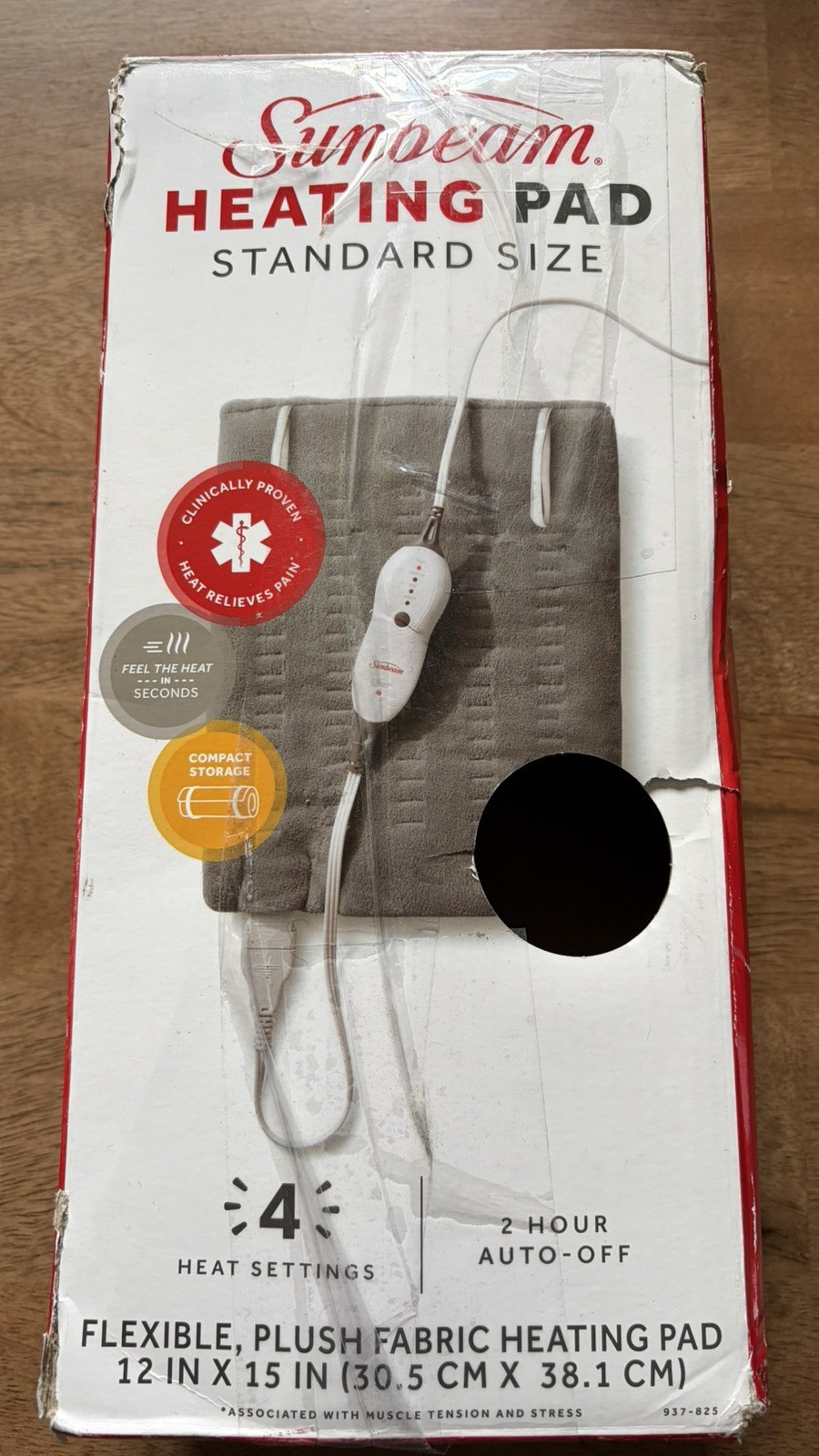 (Open Box) Sunbeam® Heating Pad Standard Size 12in x 15in / 4 Heat Settings